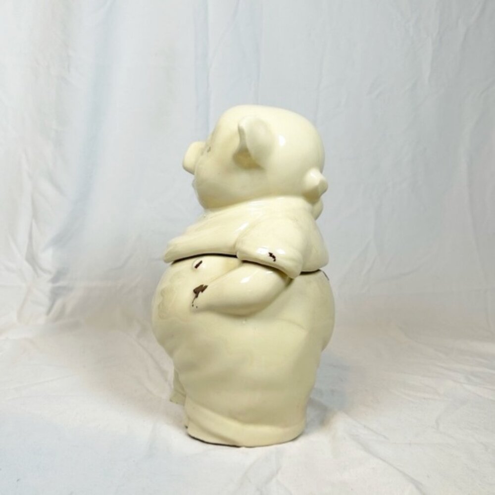Vintage 1940s Shawnee Pottery 11.5" Ceramic Porcelain Smiley Pig Cookie Jar - Picture 5 of 7